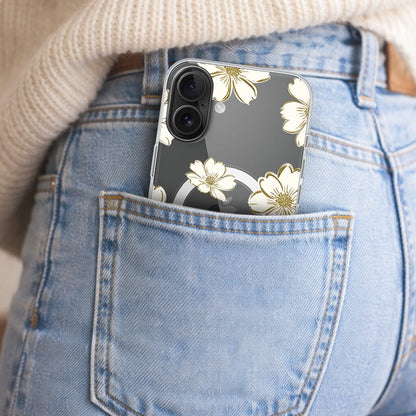 MagSafe iPhone 16 Gold Pattern Clear Case