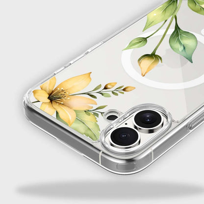 MagSafe iPhone 16 Yellow Wildflower Clear Case