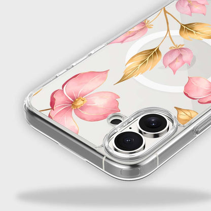 MagSafe iPhone 16 Pink Wildflower Clear Case