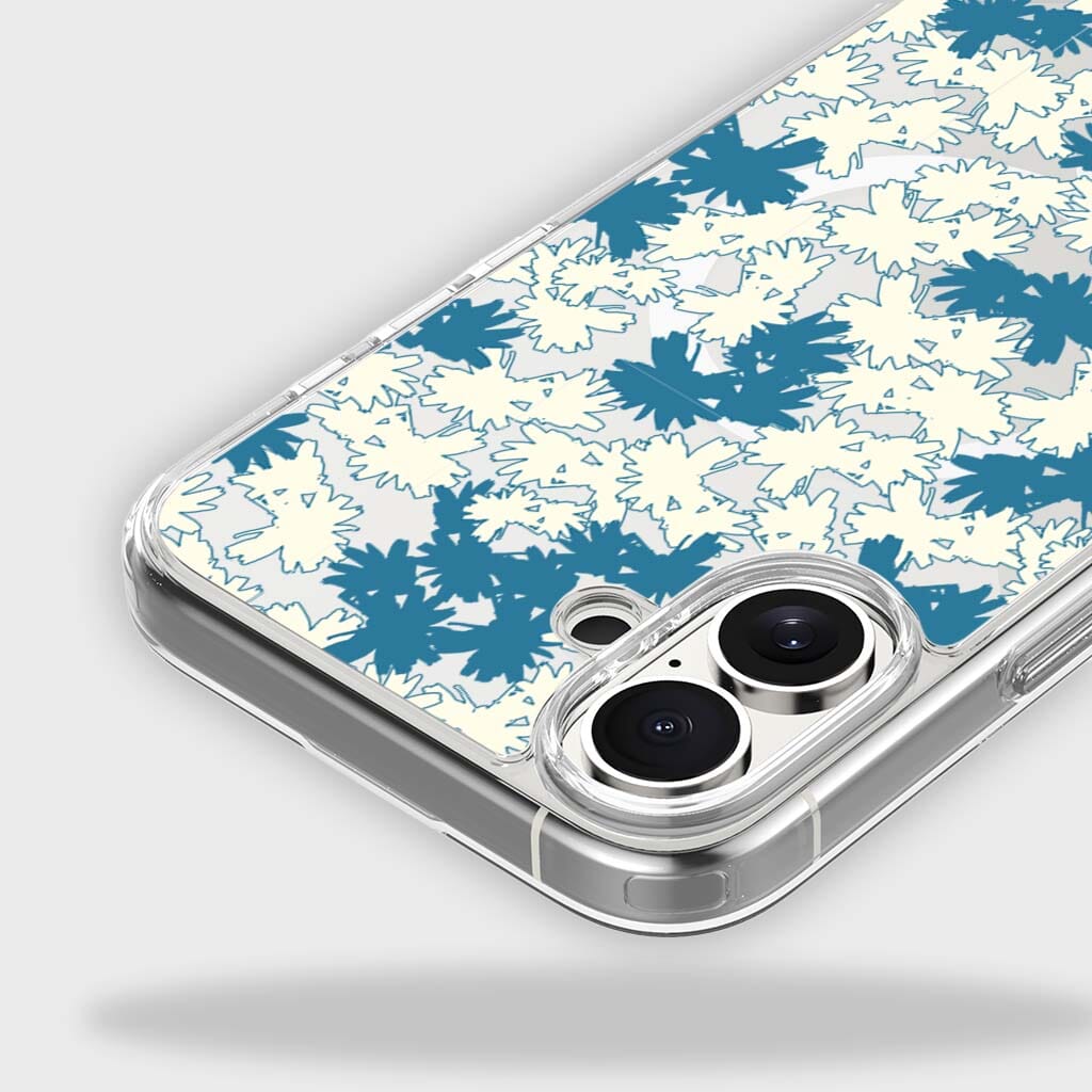 iPhone 16 Clear Case - Blue Dandelion Design