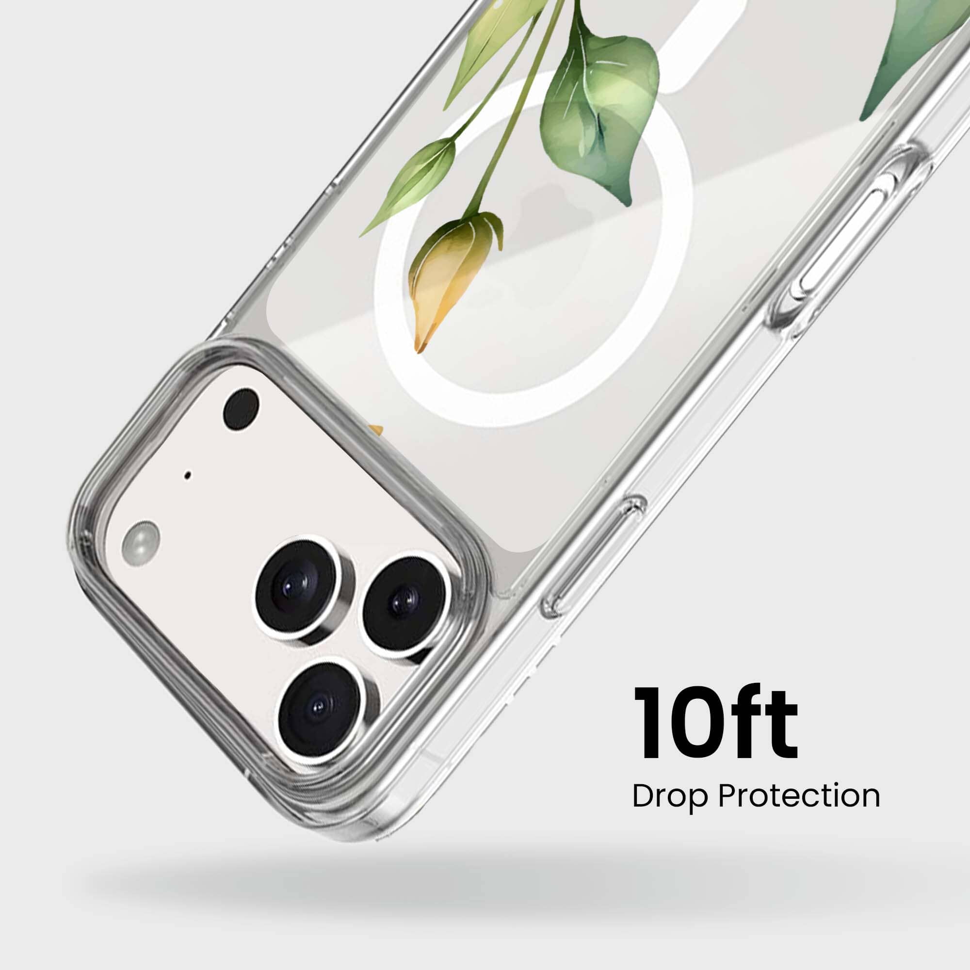 MagSafe iPhone 17 Pro Yellow Wildflower Clear Case