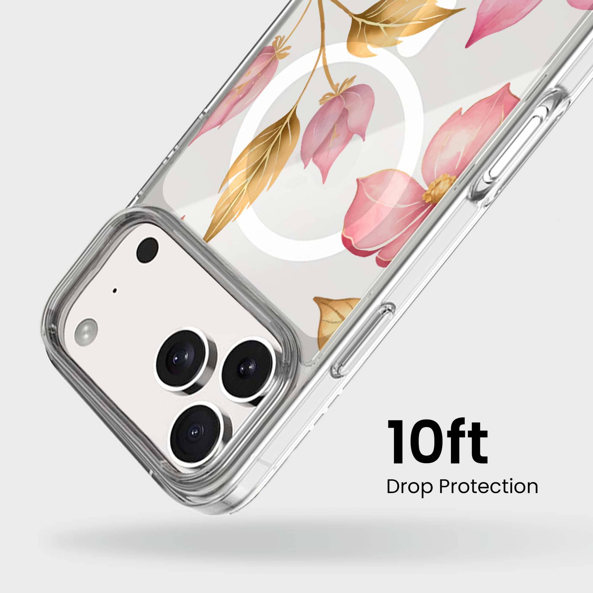 MagSafe iPhone 17 Pro Pink Wildflower Clear Case