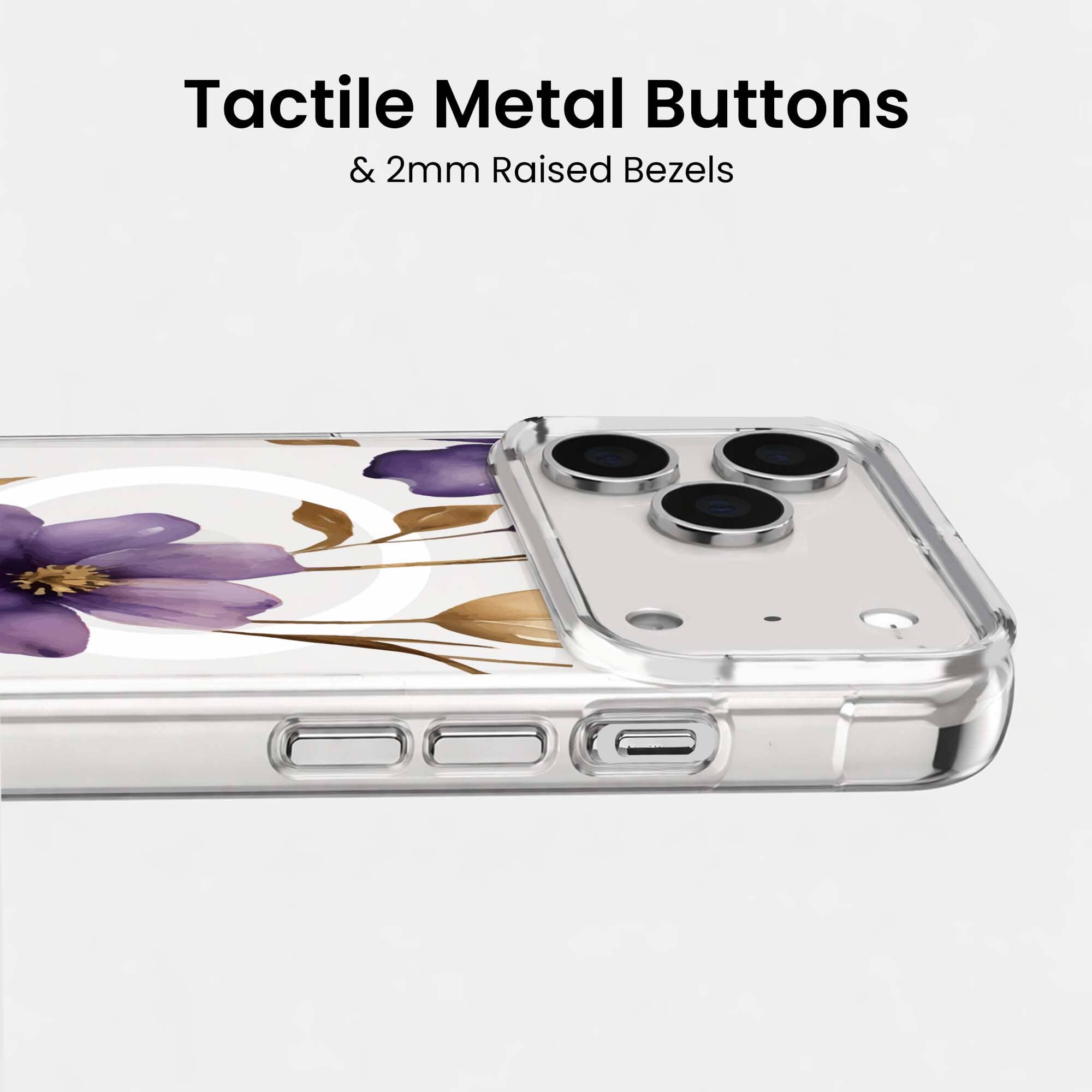 MagSafe iPhone 17 Pro Max Purple Wildflower Clear Case
