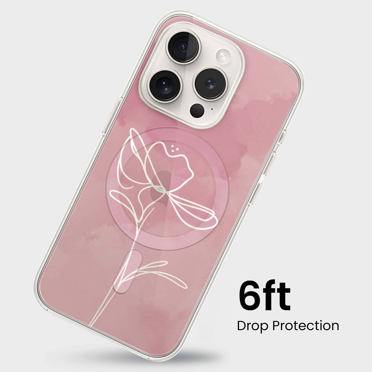 iPhone 15 Pro Max Case With MagSafe - Pink Flower