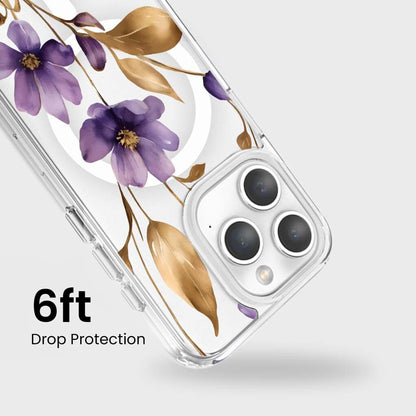 iPhone 15 Pro Max Clear Design Case - Purple Wildflower