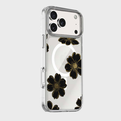 MagSafe iPhone 17 Pro Max  Black Flower Clear Case