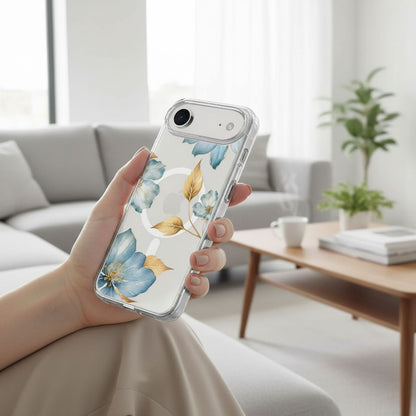 iPhone Air Blue Wildflower Clear Case With MagSafe