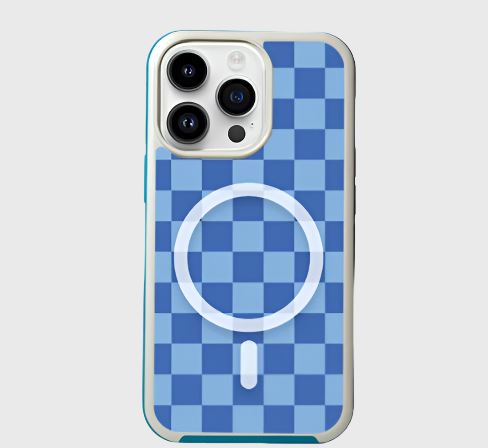 MagSafe iPhone 13 Pro Max Blue Checkerboard Print Case