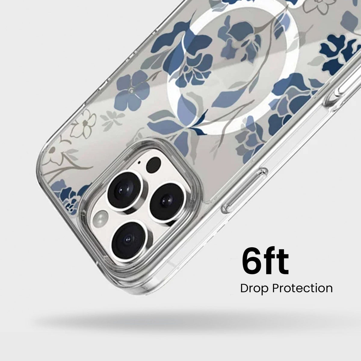 MagSafe iPhone 16 Pro Blue Pattern Clear Case