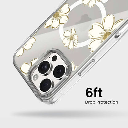 MagSafe iPhone 16 Pro Gold Pattern Clear Case
