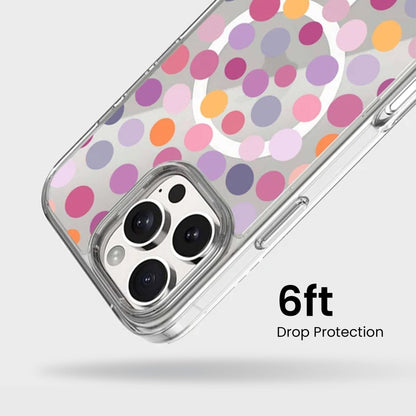 MagSafe iPhone 16 Pro Max Purple Polka Dots Clear Case