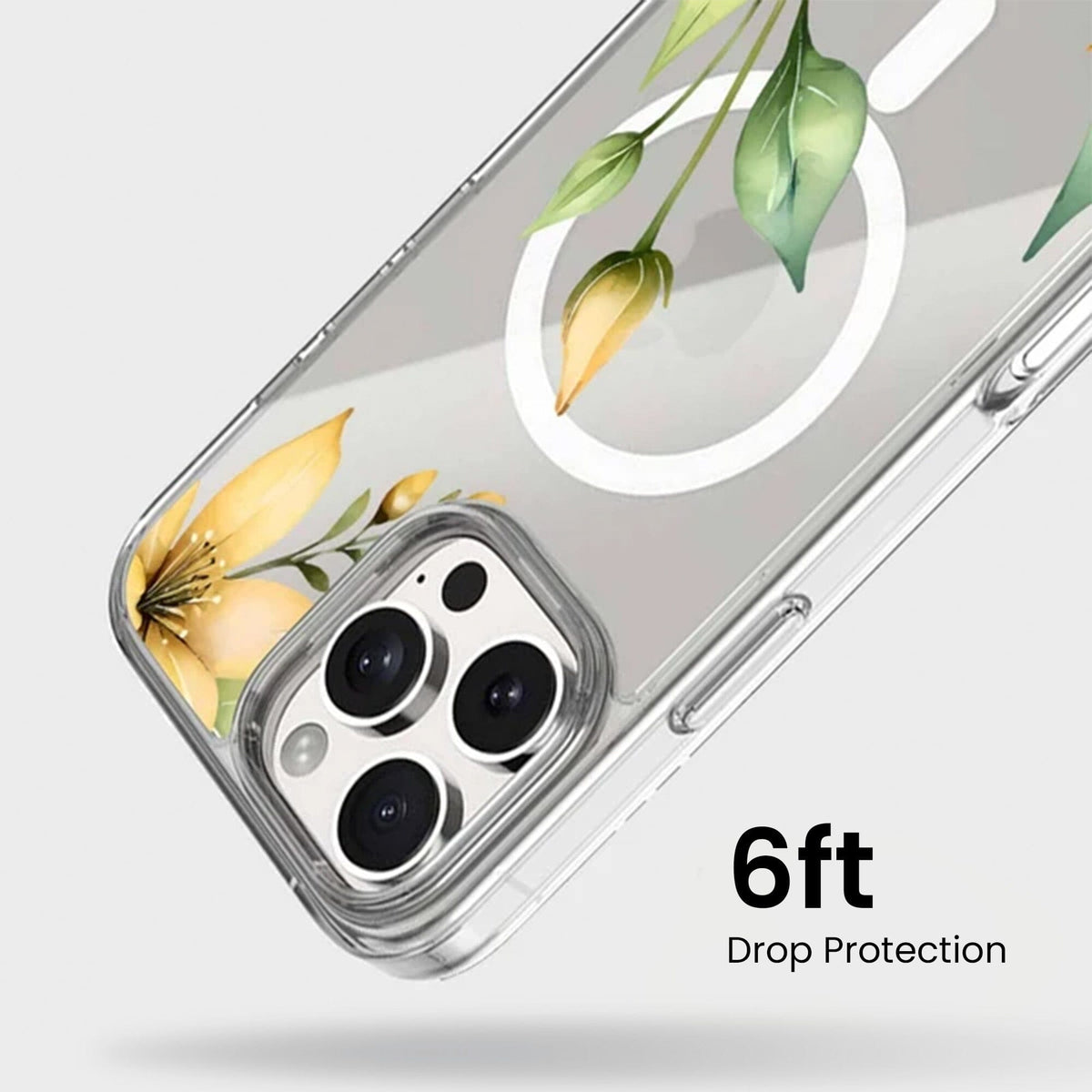MagSafe iPhone 16 Pro Yellow Wildflower Clear Case