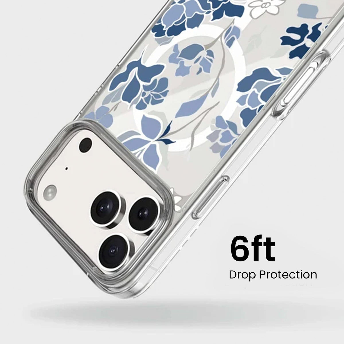 MagSafe iPhone 17 Pro Blue Pattern Clear Case