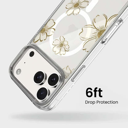 MagSafe iPhone 17 Pro Gold Flower Clear Case