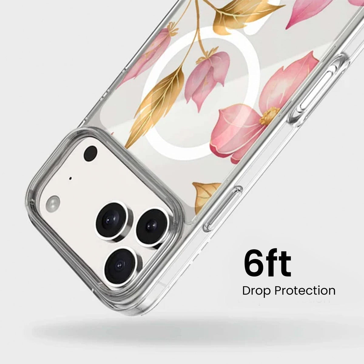 iPhone 17 Pro Max Pink Wildflower Clear Case With MagSafe