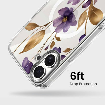 MagSafe iPhone 16 Purple Wildflower Clear Case