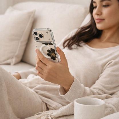 MagSafe iPhone 17 Pro Max  Black Flower Clear Case