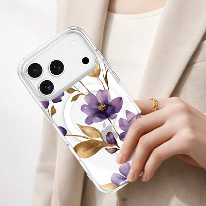 MagSafe iPhone 17 Pro Purple Wildflower Clear Case