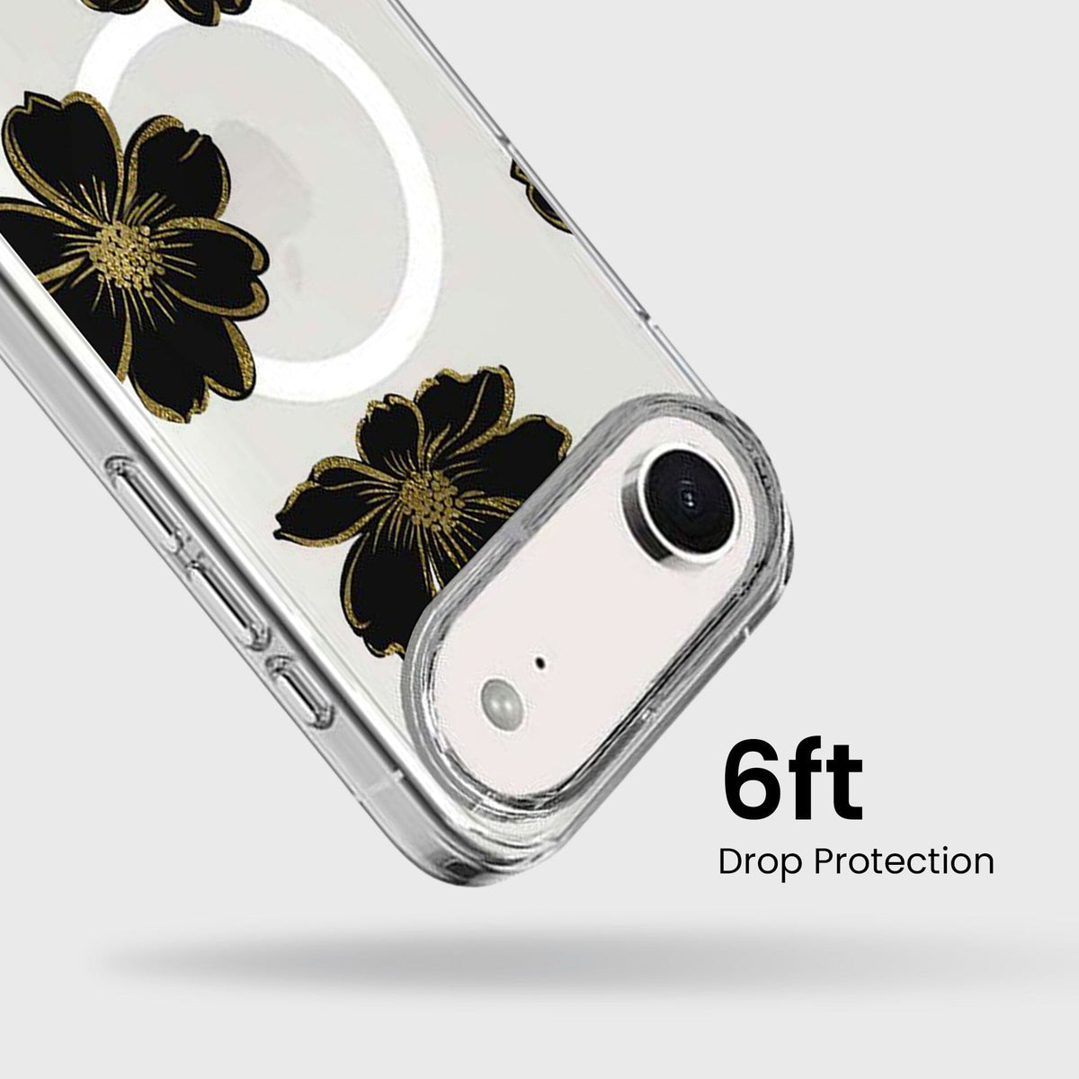 iPhone Air Black Flower Clear Case With MagSafe