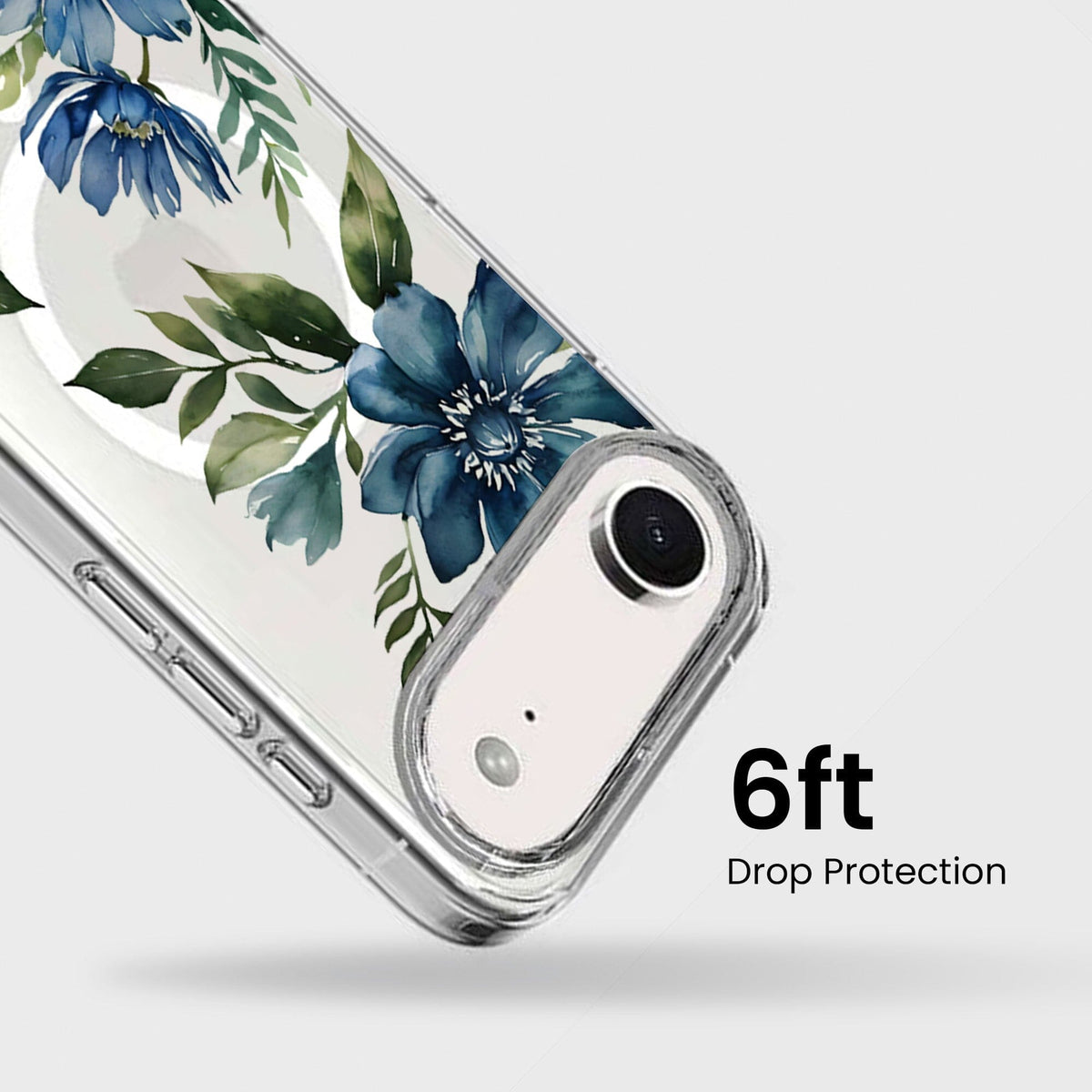 iPhone Air Blue Floral Clear Case With MagSafe