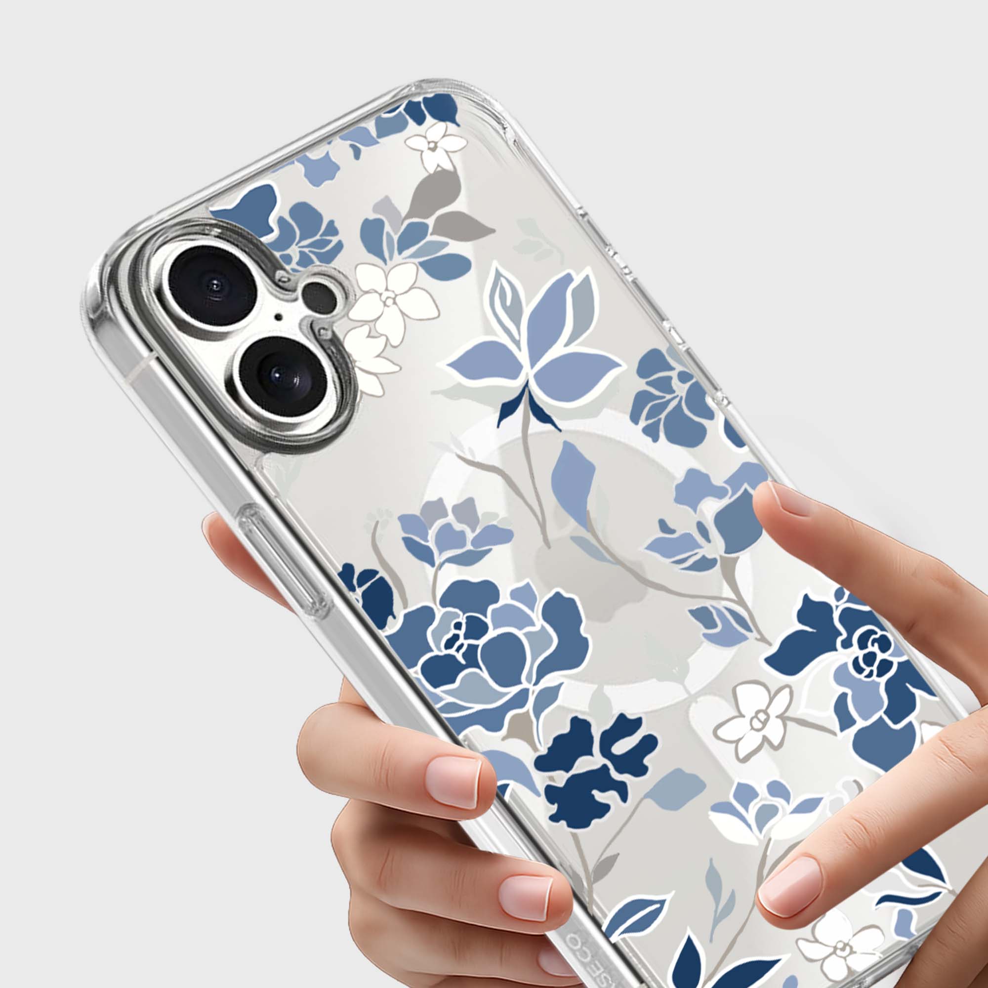 MagSafe iPhone 17 Blue Pattern Clear Case