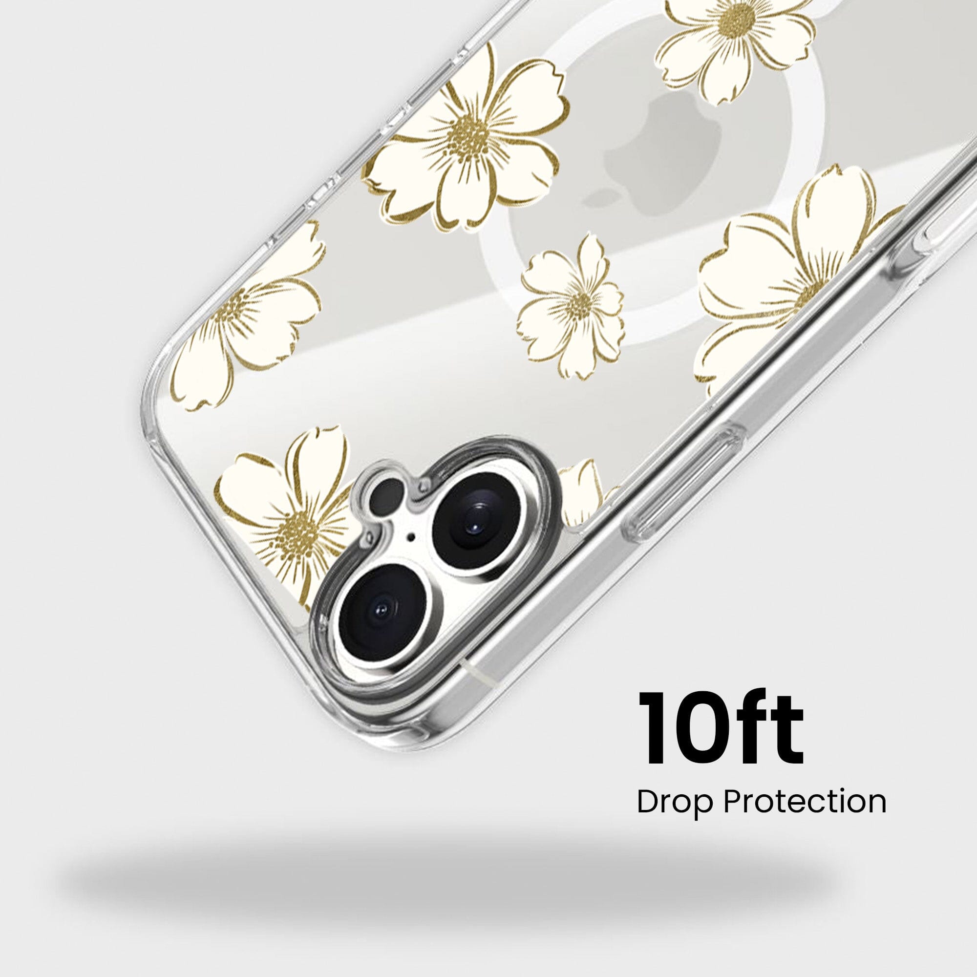 MagSafe iPhone 17 Gold Flower Clear Case