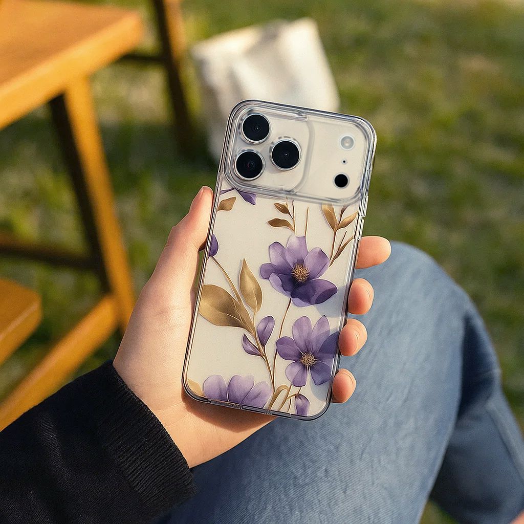 MagSafe iPhone 17 Pro Max Purple Wildflower Clear Case