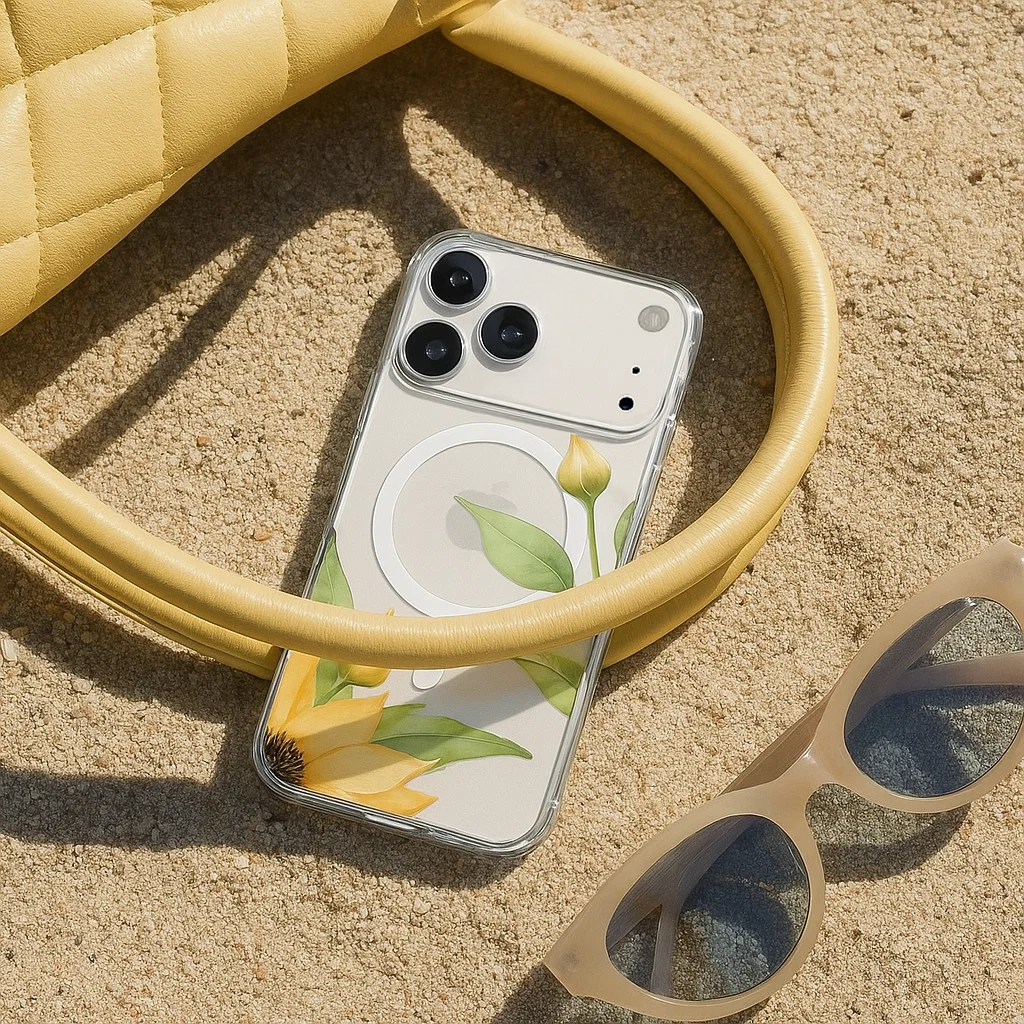 MagSafe iPhone 17 Pro Max Yellow Wildflower Clear Case
