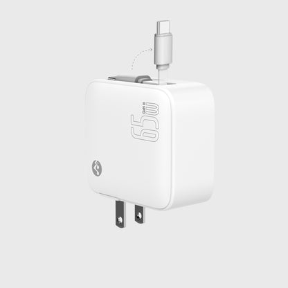 Retract - 65W Foldable Wall Charger with Built-in 100W USB-C Cable