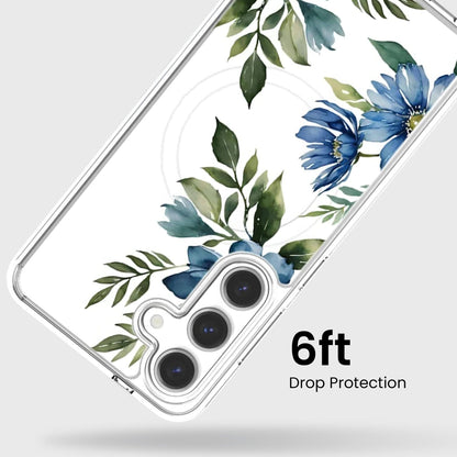 Samsung Galaxy S26 Blue Floral Clear Case
