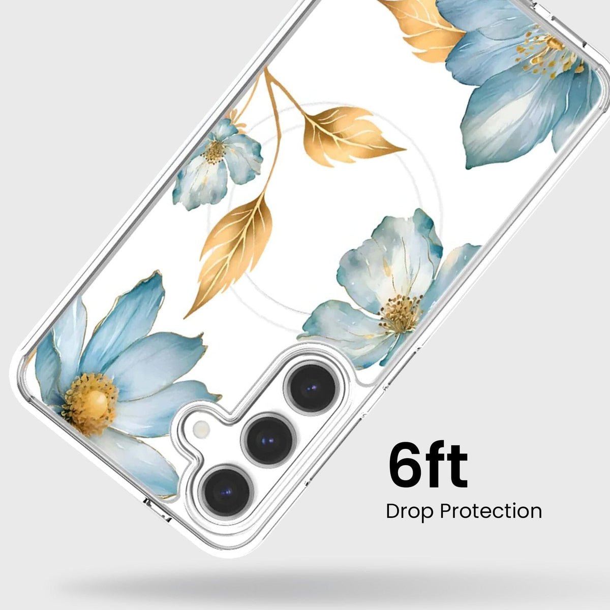 Samsung Galaxy S26 Blue Wildflower Clear Case
