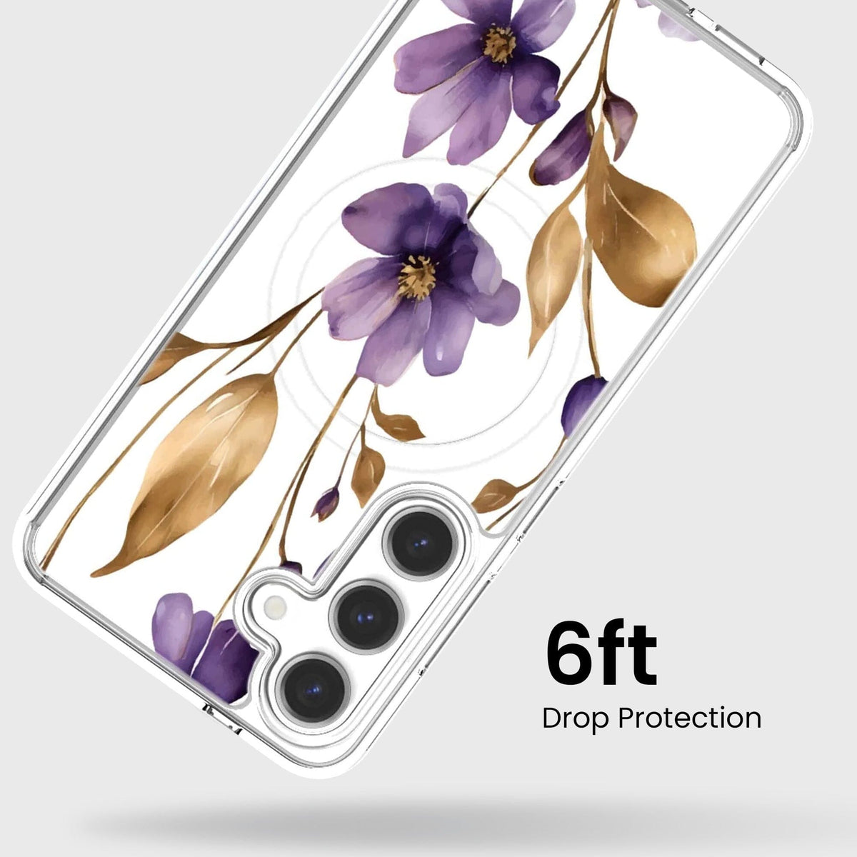 Samsung Galaxy S26 Clear Design Case - Purple Wildflower