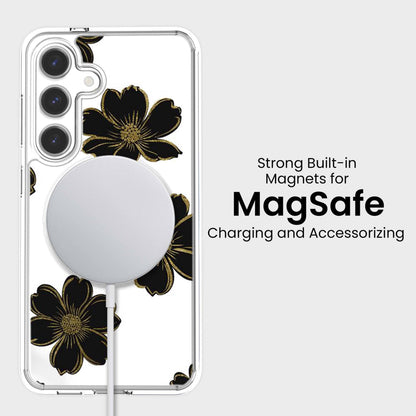 Samsung Galaxy S26 Black Flower Clear Case