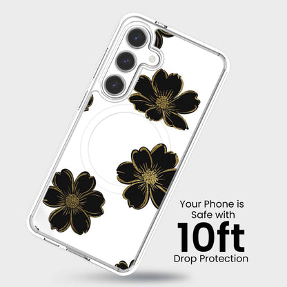 Samsung Galaxy S26 Black Flower Clear Case