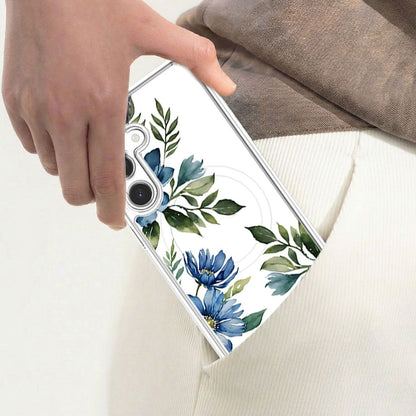 Samsung Galaxy S26 Blue Floral Clear Case