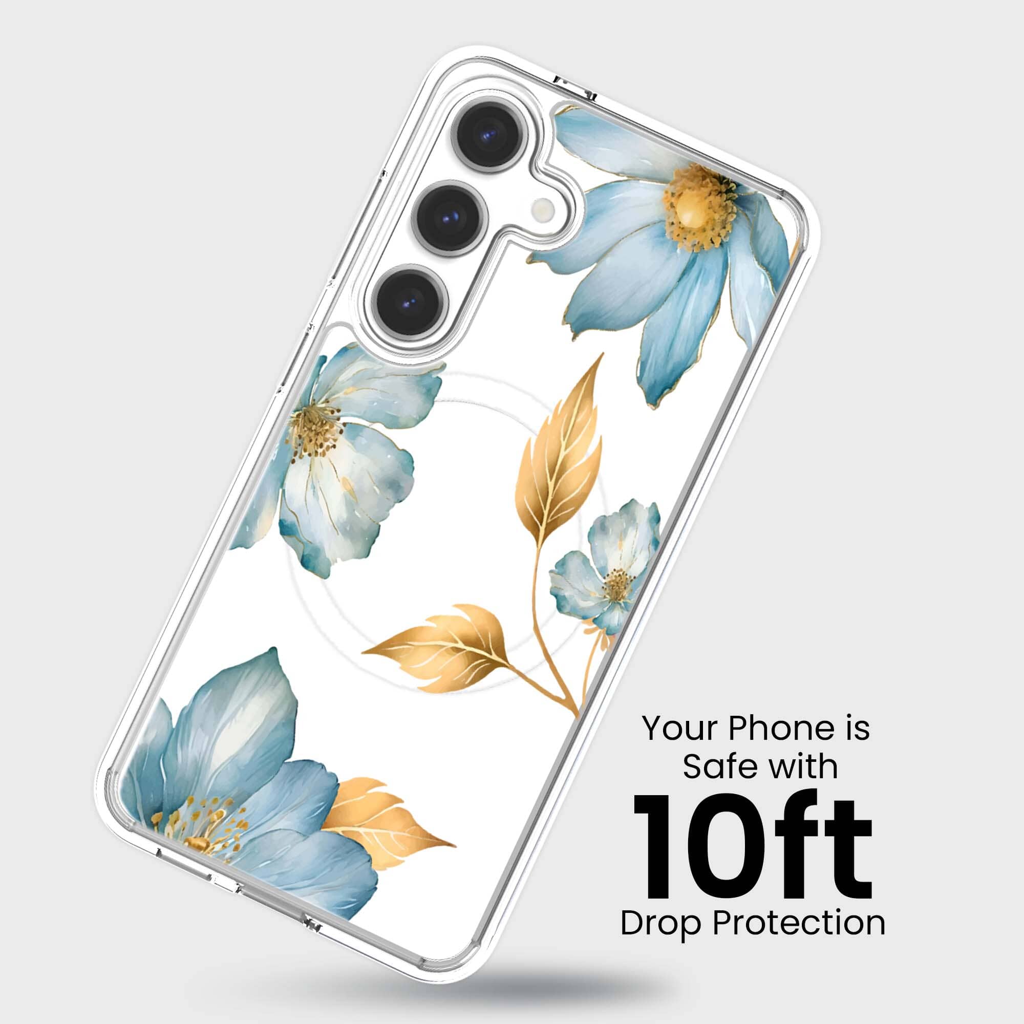 Samsung Galaxy S26 Blue Wildflower Clear Case