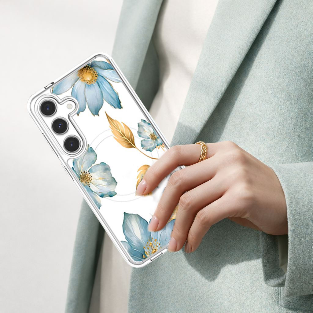 Samsung Galaxy S26 Blue Wildflower Clear Case