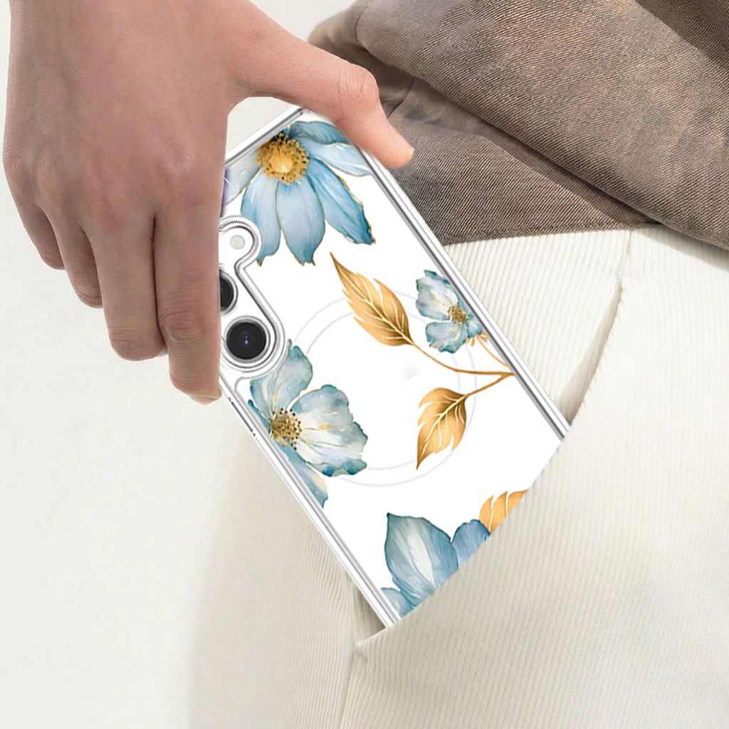 Samsung Galaxy S26 Blue Wildflower Clear Case