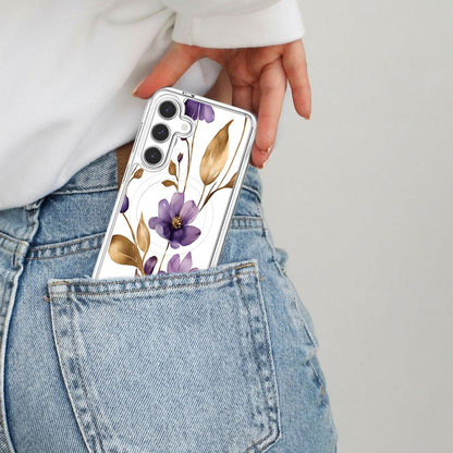 Samsung Galaxy S26 Clear Design Case - Purple Wildflower