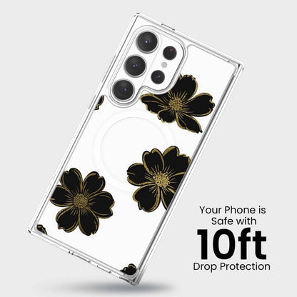 Samsung Galaxy S26 Ultra Black Flower Clear Case