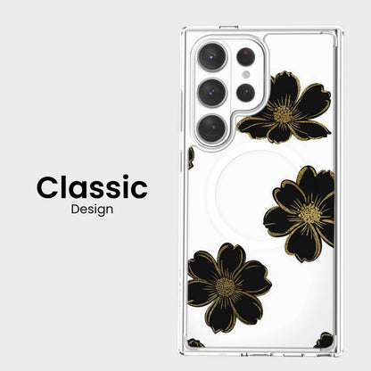 Samsung Galaxy S26 Ultra Black Flower Clear Case
