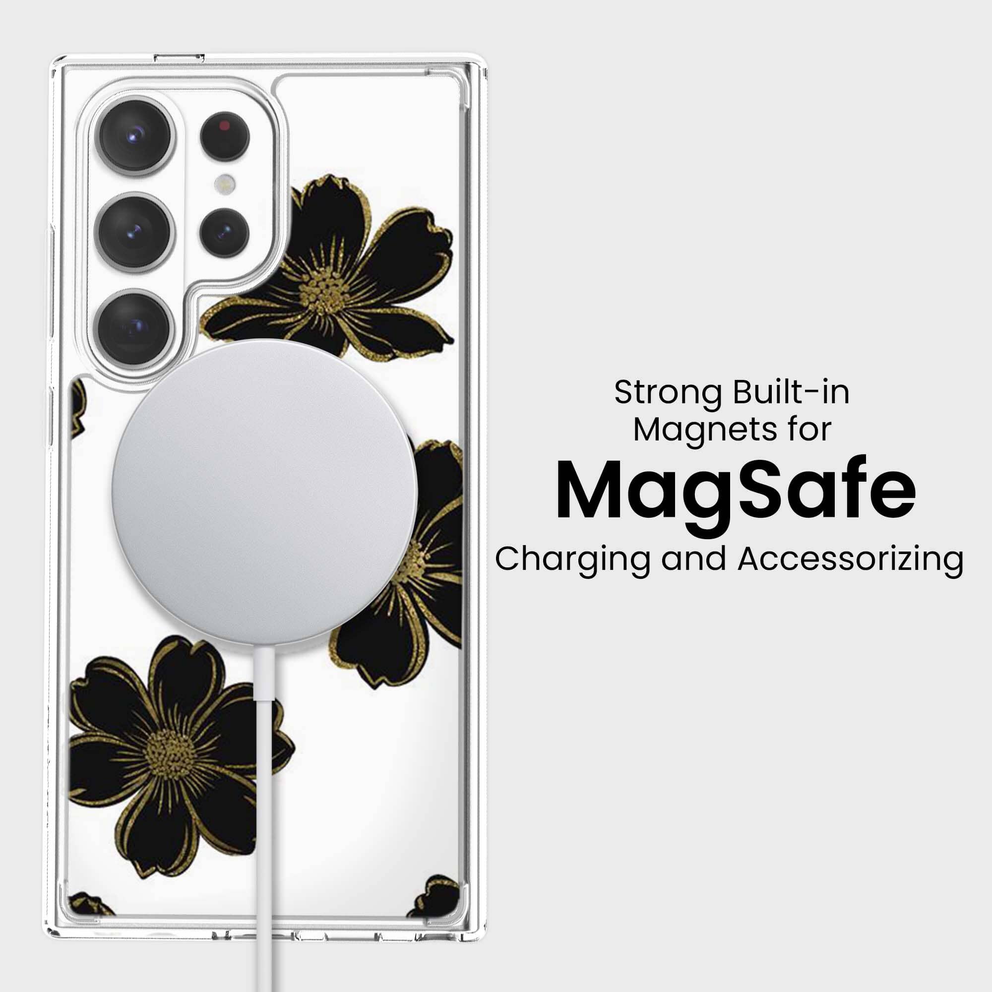 Samsung Galaxy S26 Ultra Black Flower Clear Case