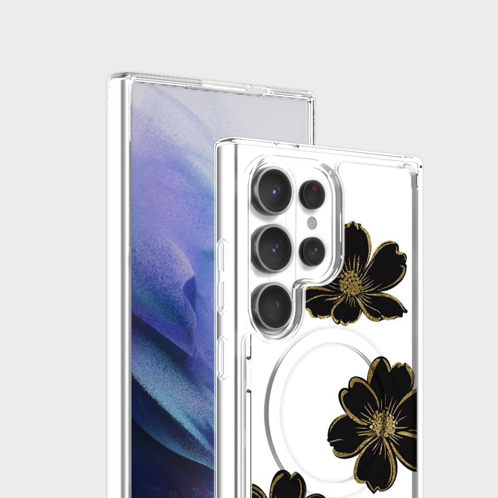 Samsung Galaxy S26 Ultra Black Flower Clear Case