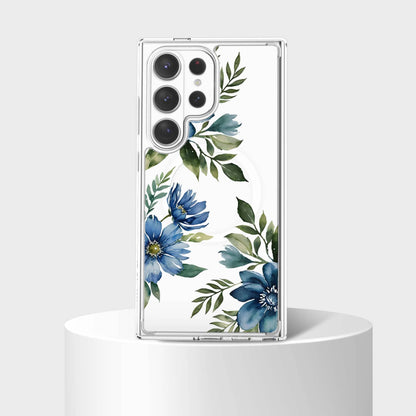 Samsung Galaxy S26 Ultra Blue Floral Clear Case