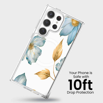 Samsung Galaxy S26 Ultra Blue Wildflower Clear Case