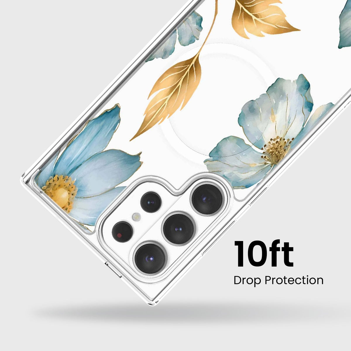 Samsung Galaxy S26 Ultra Blue Wildflower Clear Case