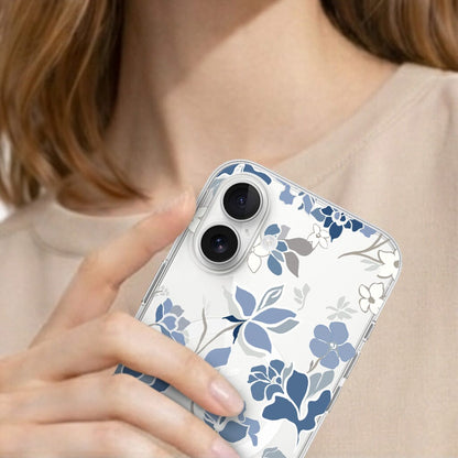 MagSafe iPhone 16 Blue Pattern Clear Case