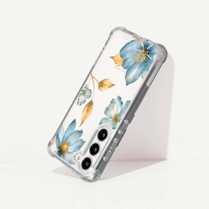 Samsung Galaxy S25 Blue Wildflower Clear Case