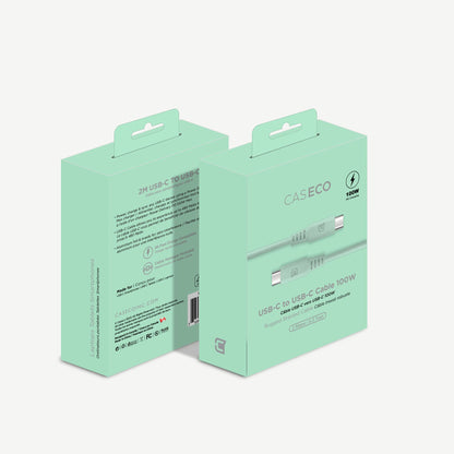 100W USB-C to USB-C Charge Cable (2M) - Pastel Green