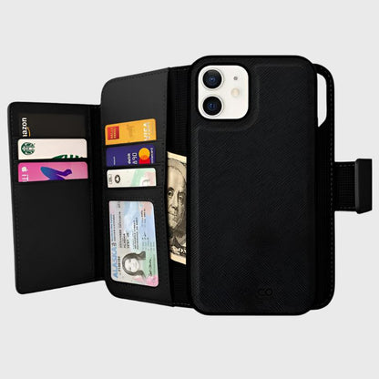 iPhone 12 Mini Wallet Case - Sunset Blvd - Black  - Card Holder